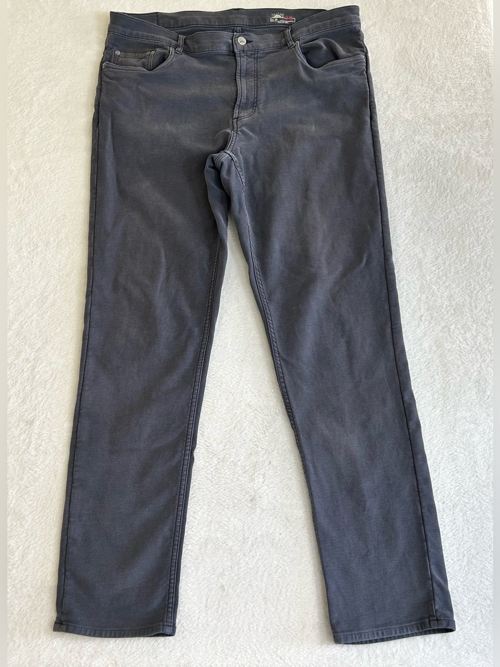 Faherty Pants Men's Size 38x32 Gray Terry Stretch 5 Pocket Straight Chino
